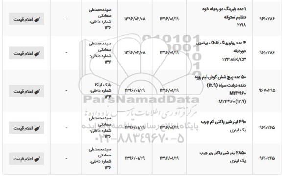 استعلام , استعلام 1 عدد بلبرینگ دوردیفه خودتنظیم استوانه و ...
