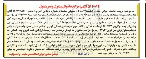 مزایده , مزایده 21 قلم انواع پوشاک