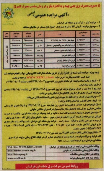 آگهی مزایده عمومی, مزایده فروش تستر -PMD مدل FTB500 و ... نوبت دوم