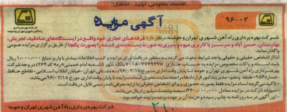 آگهی مزایده, مزایده واگذاری غرفه های تجاری خود