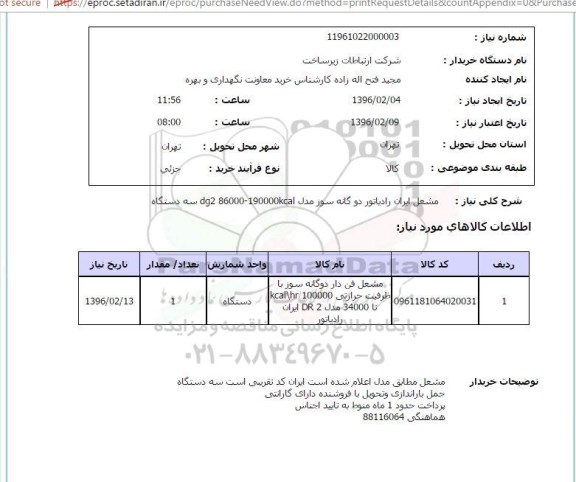 استعلام استعلام  مشعل ایران رادیاتور دوگانه سوز