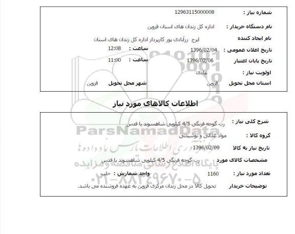 استعلام, استعلام رب گوجه فرنگی