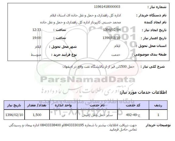 استعلام , استعلام حمل قیر 1500 تن قیر