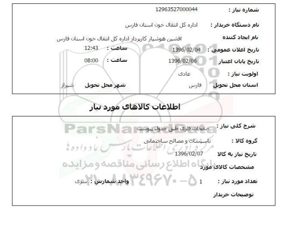 استعلام صفحات فلزی