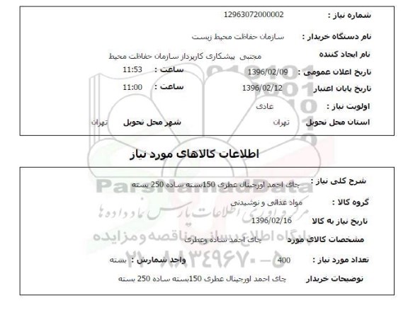 استعلام چای احمد اورجینال عطری