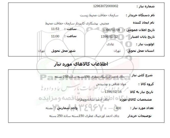  استعلام چای احمد اورجینال عطری