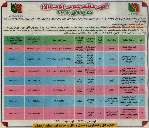 مناقصه عمومی , مناقصه عمومی تهیه چراغ خیابانی LED  و ... 