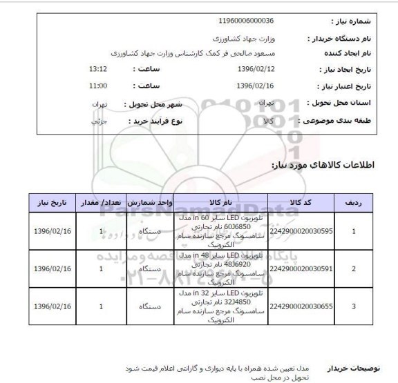 استعلام , استعلم تلویزیون LED