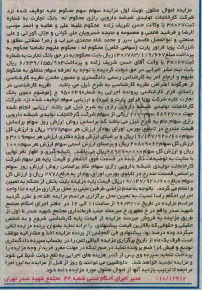 مزایده سهام