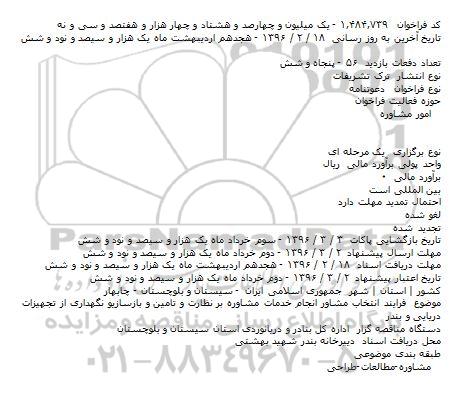 فراخوان , فراخوان انجام خدمات مشاوره بر نظارت ...