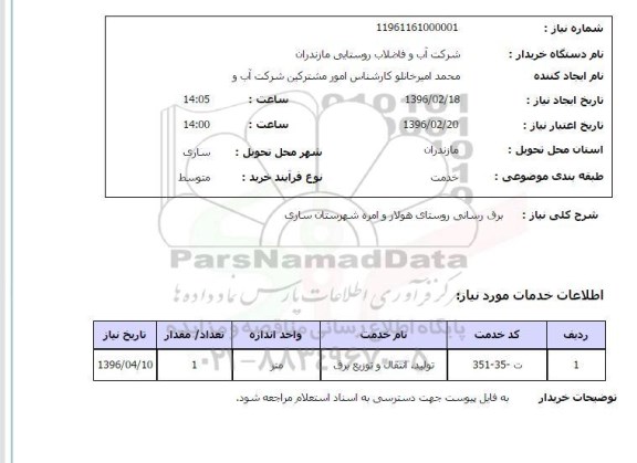استعلام, استعلام برق رسانی روستای هولار و امره