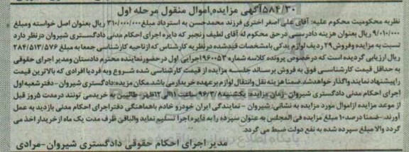 آگهی مزایده, مزایده و فروش 29 ردیف لوازم یدکی