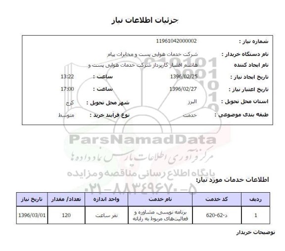 استعلام,استعلام برنامه نویسی ، مشاوره و فعالیت های مربوط به رایانه        