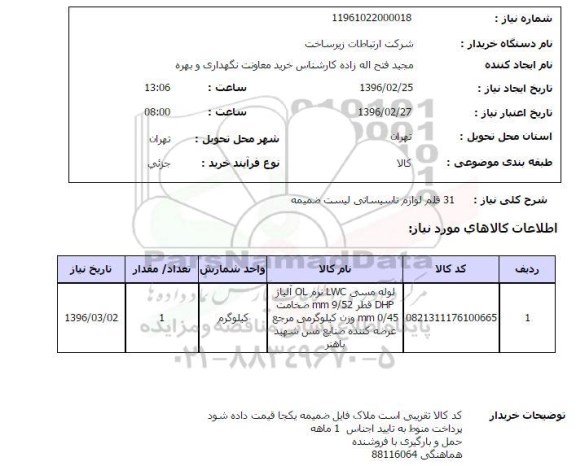 استعلام استعلام لوله مسی LWC