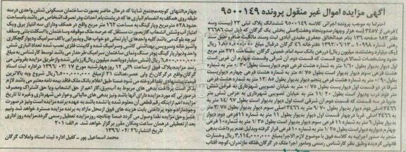 مزایده,مزایده ششدانگ پلاک ثبتی 23 فرعی بخش یک گرگان