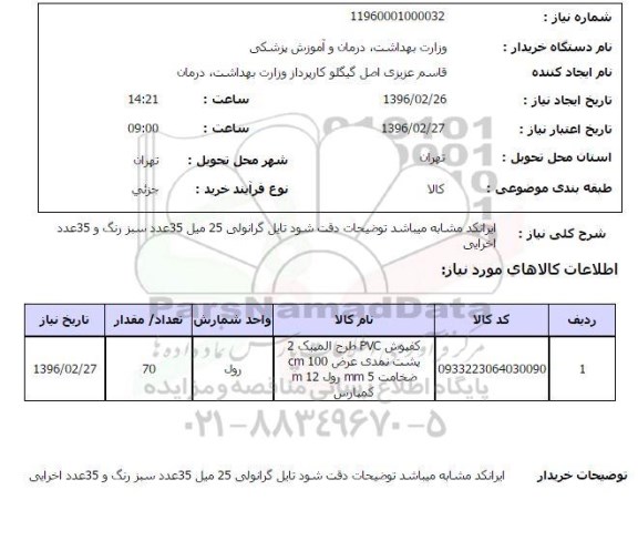 استعلام, استعلام کفپوش PVC  