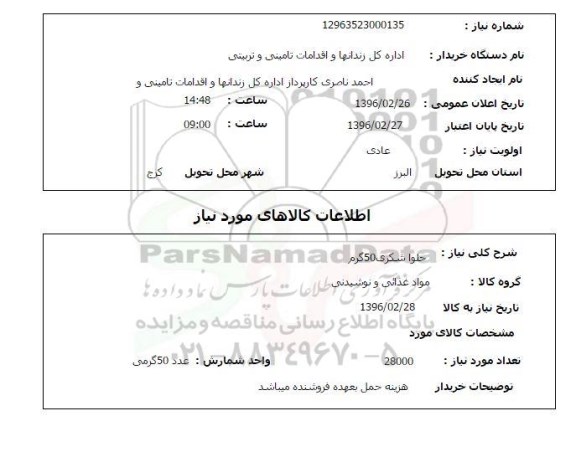 استعلام , استعلام حلوا شکری 50 گرم