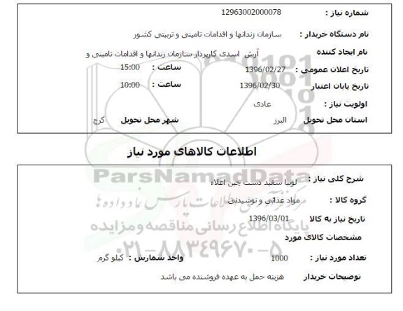 استعلام لوبیا سفید دست چین اعلاء