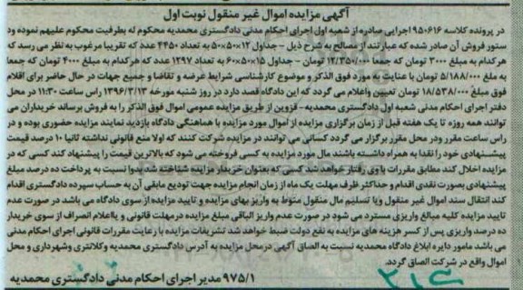 مزایده جداول 12*50*50