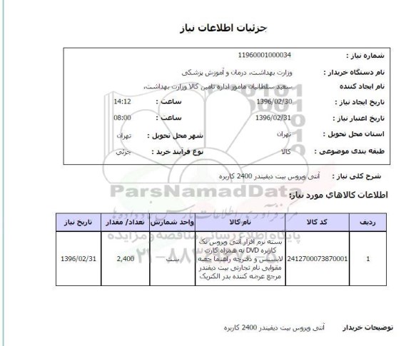 استعلام , استعلام آنتی ویروس