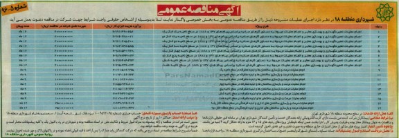 آگهی مناقصه عمومی,مناقصه انجام عملیات تعمیر، نگهداری و بهسازی معابر