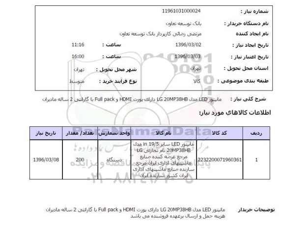 استعلام مانیتور led