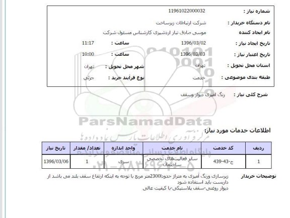 استعلام رنگ آمیزی دیوار و سقف