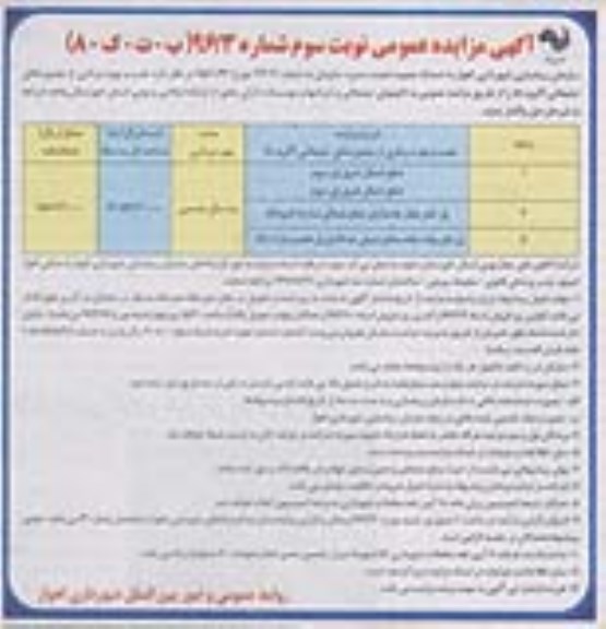 آگهی مزایده عمومی , مزایده نصب و بهره برداری از بیلبوردهای تبلیغاتی (گروه 8) - نوبت سوم