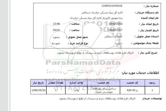 استعلام , استعلام اجرای طرح هادی روستاهای دربند و سیساب