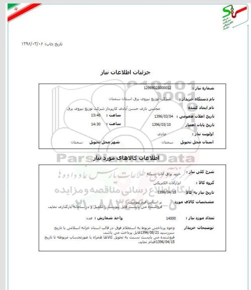 استعلام , استعلام یراق آلات شبکه