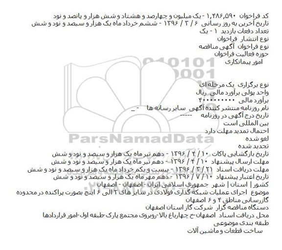 مناقصه اجرای عملیات شبکه گذاری فولادی