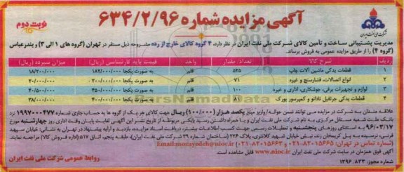 آگهی مزایده , مزایده فروش 4 گروه کالای خارج از رده - نوبت دوم
