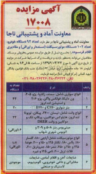 مزایده ، مزایده تعداد 84 دستگاه خودرو ....