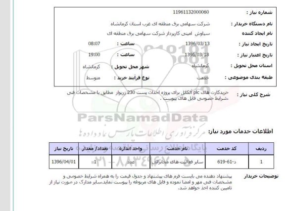 استعلام, استعلام خرید کارت های plc آلکاتل