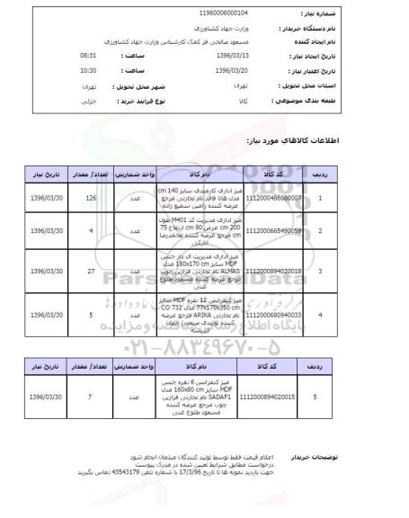 استعلام , استعلام میز اداری کارمندی ....