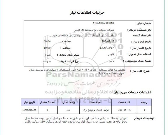 استعلام, استعلام تعویض پایه های سیمانی