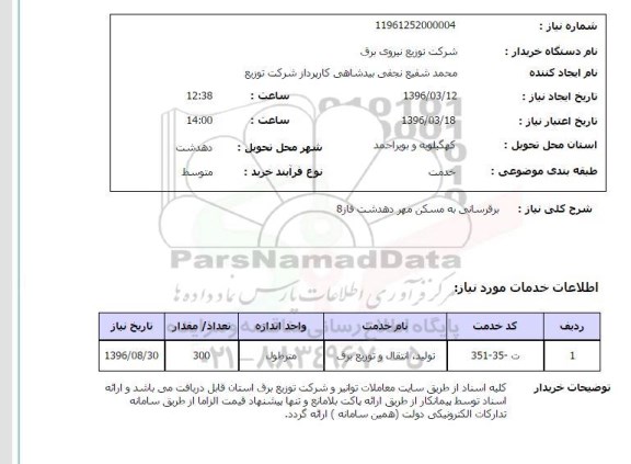 استعلام, استعلام برقرسانی به مسکن مهر دهدشت فاز 8