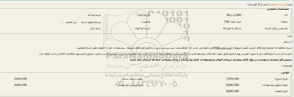فراخوان خرید ادوات F&G