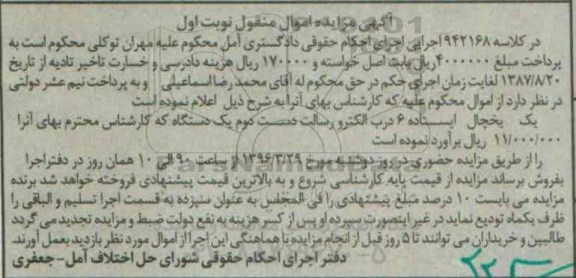 مزایده,مزایده یک یخچال ایستاده 6 درب الکترو