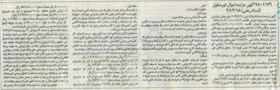 مزایده,مزایده ششدانگ پلاک ثبتی عرصه 101.27متر