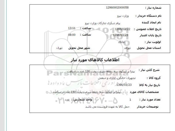 استعلام ,استعلام پیتزا پز لینکون سه ردیفه