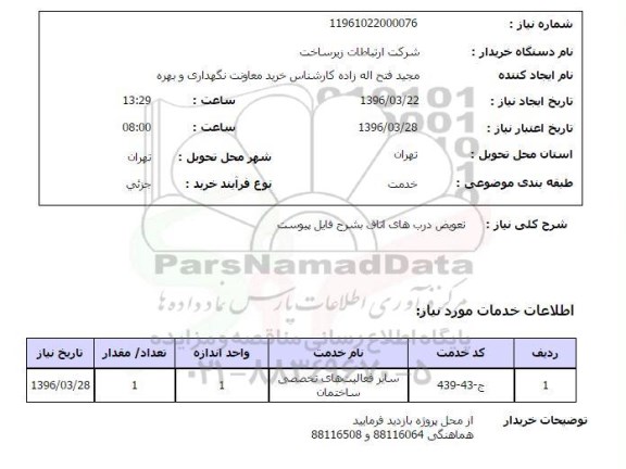 استعلام, استعلام سایر فعالیت های تخصصی ساختمان