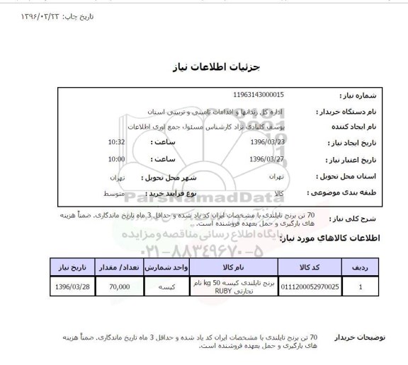 استعلام , استعلام برنج تایلندی کیسه KG50