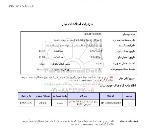 استعلام , استعلام برنج تایلندی کیسه KG50 