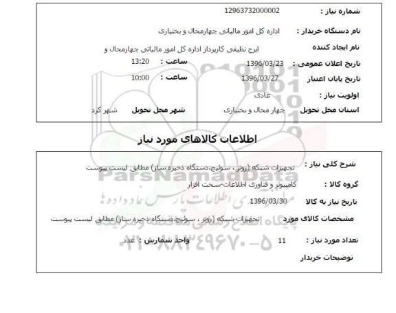 استعلام ، استعلام تجهیزات شبکه