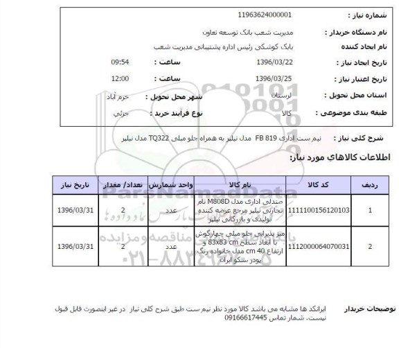 استعلام , استعلام نیم ست اداری FB 819  مدل نیلپر ....