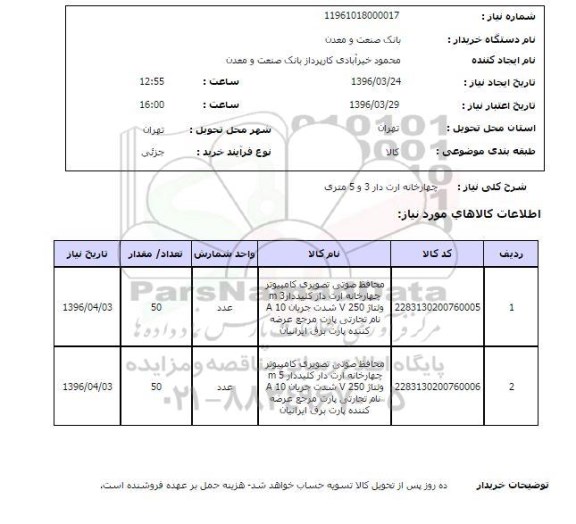 استعلام چهارخانه ارت دار 3 و 5 متری