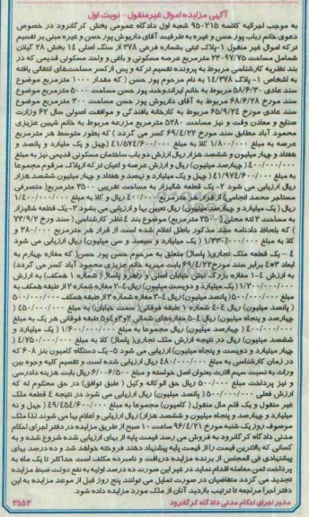 مزایده,مزایده املاک شامل پلاک ثبتی-شالیزار و مغازه و یک دستگاه کامیون