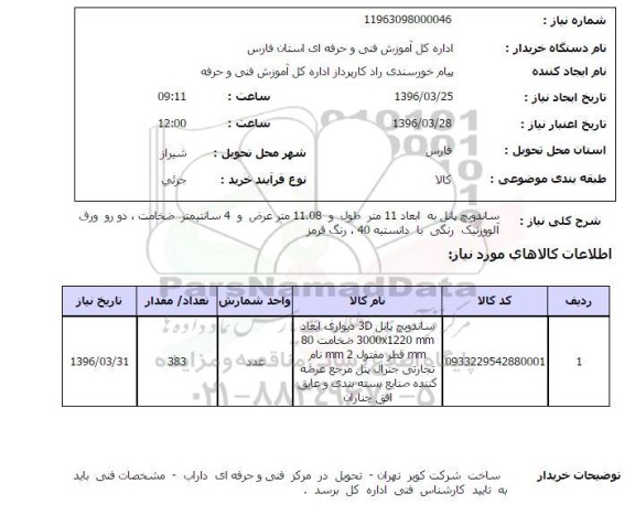 استعلام, استعلام ساندویچ پانل