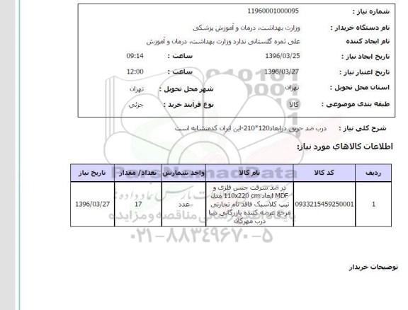 استعلام درب ضد حریق 